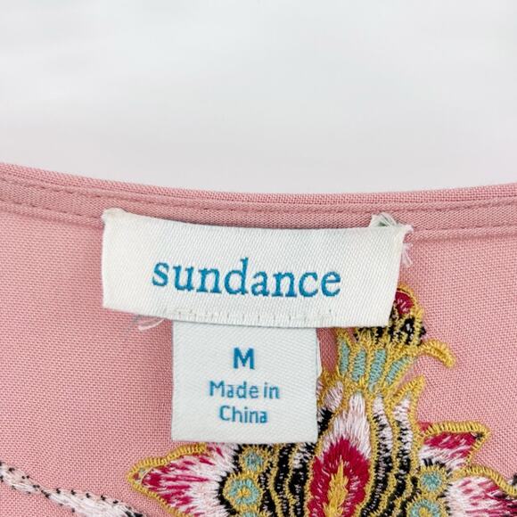 Sundance Magdalena Floral Embroidered Flutter Sleeve Boho Top Pink Womens Size M - Picture 7 of 12